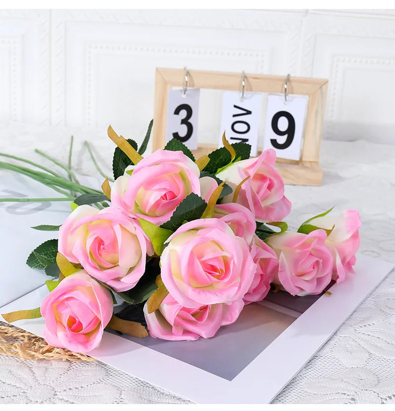 Simulated Single Rose Living Room Dining Table Decoration Artificial Flower Ornaments Wedding Decoration Home Decor