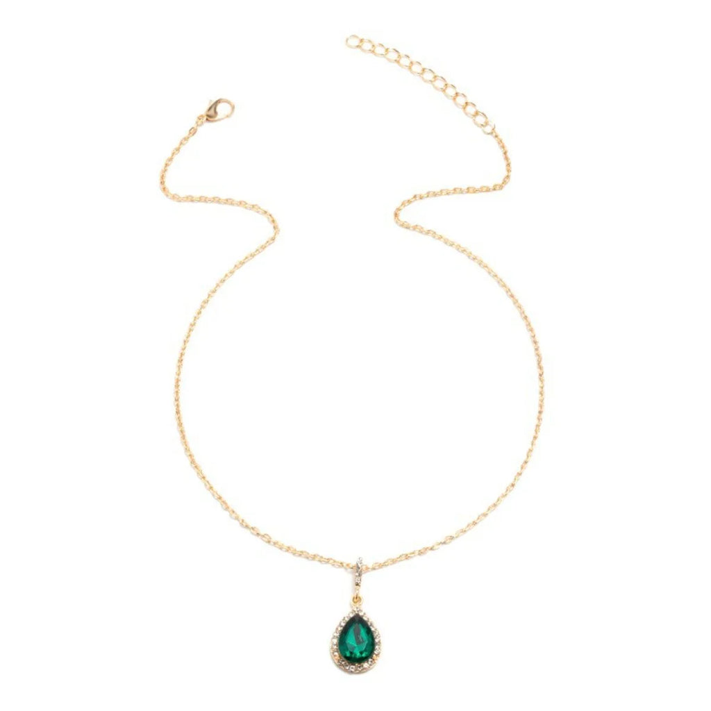 Zircon Drop Pendant Necklaces Stainless Steel