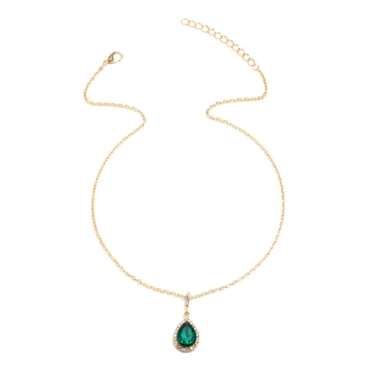 Zircon Drop Pendant Necklaces Stainless Steel
