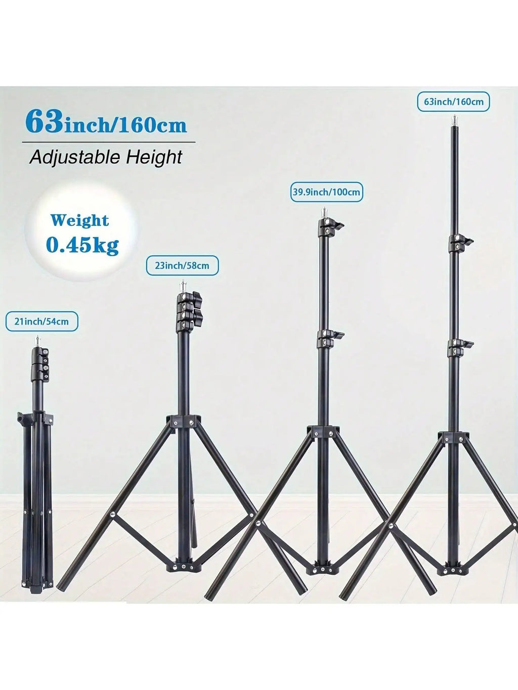 1pc 63-inch With Foldable Tripod & Phone Holder Clip 160.02 Cm Multifunctional Tripod, Tripod For Phone And Camera