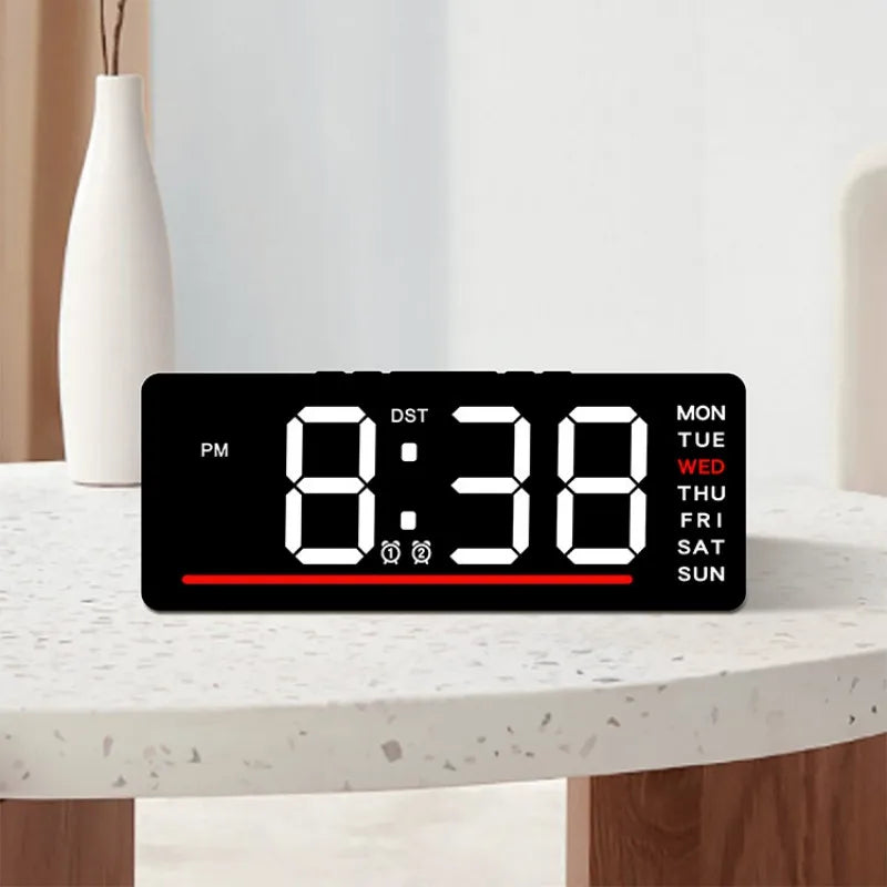 USB Powered Digital Alarm Clock TEMP Date Week Dual Alarm 5 Levels Brightness Snooze Table Clock 12/24H Night Mode LED Clock