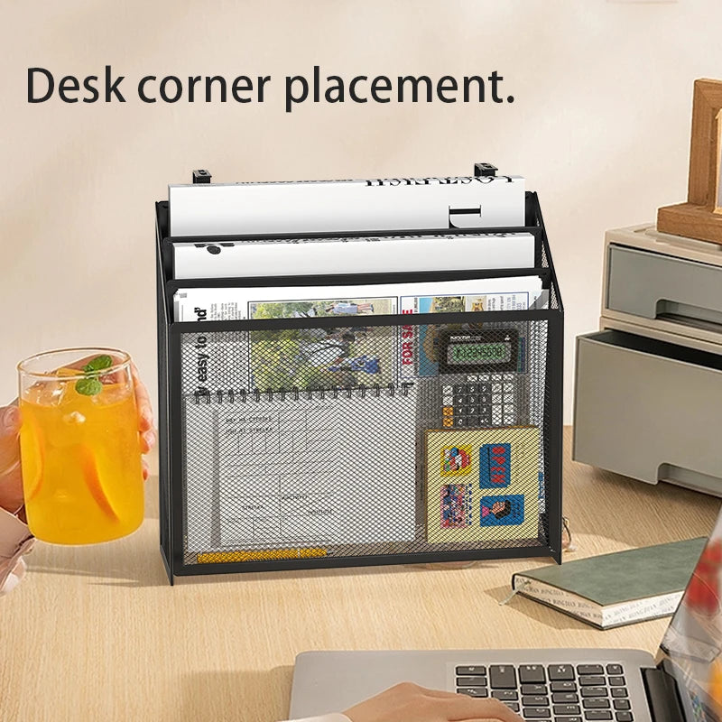 Desk Mail Organizer for Countertops, Mesh Bill Desk Organizer, File and Letter Holder, Letter Tray, Paper Mail Sorter,
