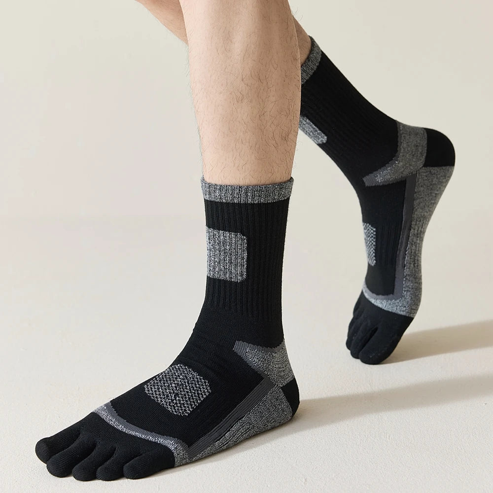 3 Pairs Fleece Toe Socks Men Autumn Winter Warm Five Finger Socks Man High Quality Cotton Sports Crew Socks Running
