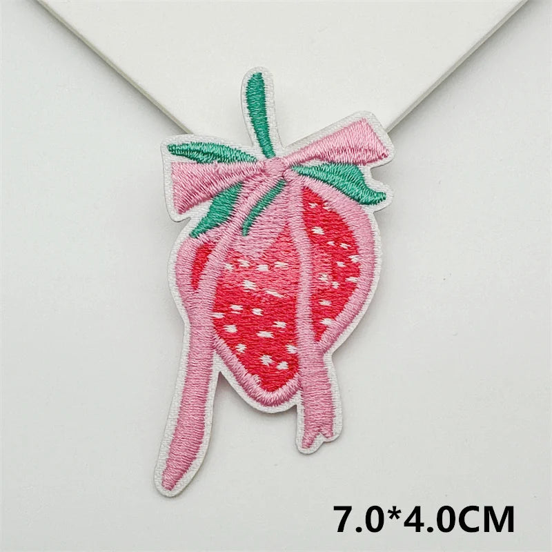 Cartoon Embroidery Sticker Decorative Ironing Sticker Sewing DIY Pink Bowknot Clothing Shoes Hat Bag Patch