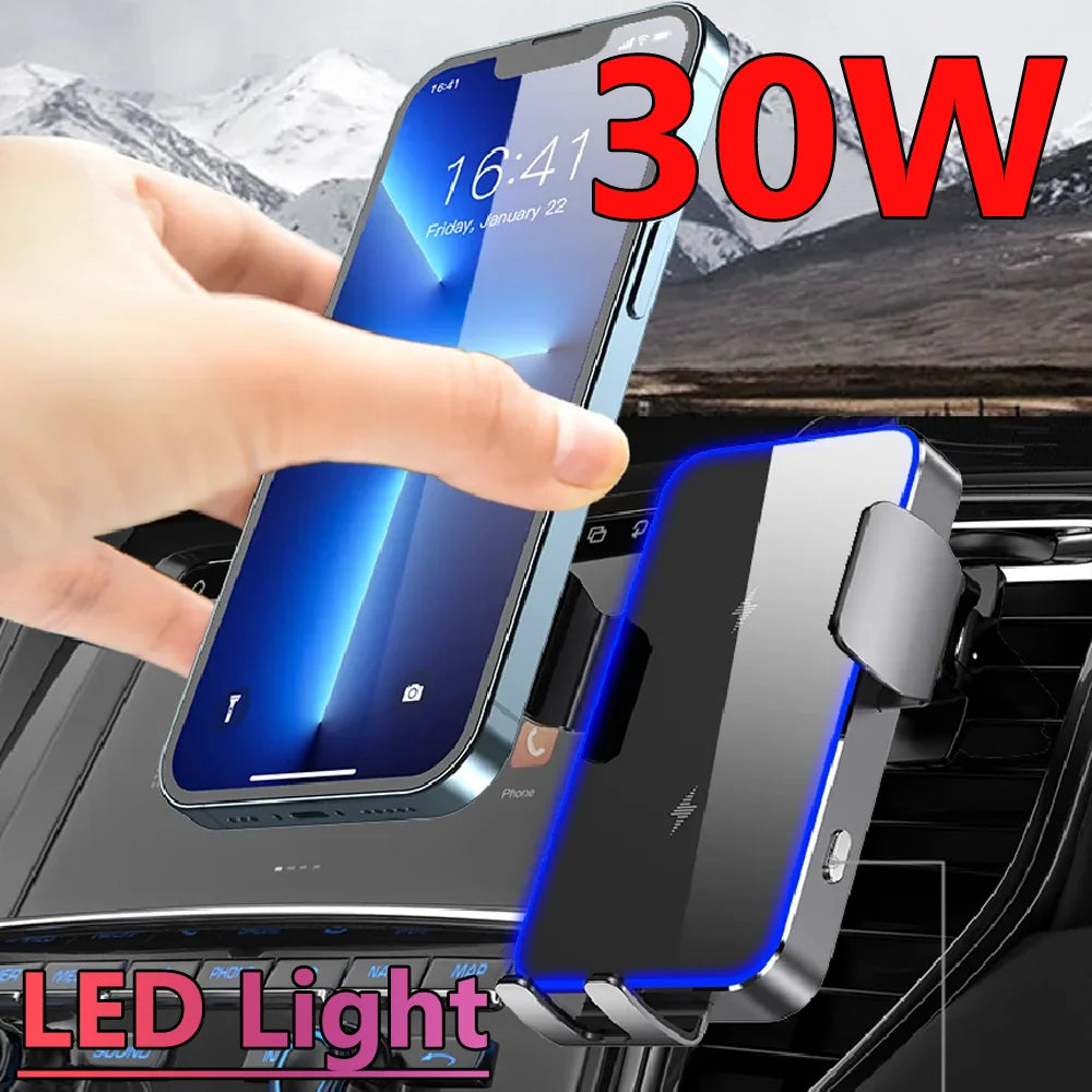 Wireless Charger Car Stand Phone Holder Dual Coil Fast Charging Station For Samsung Z Flip 4 3 2 S21 S20 S10 iPhone 15 14 13 12