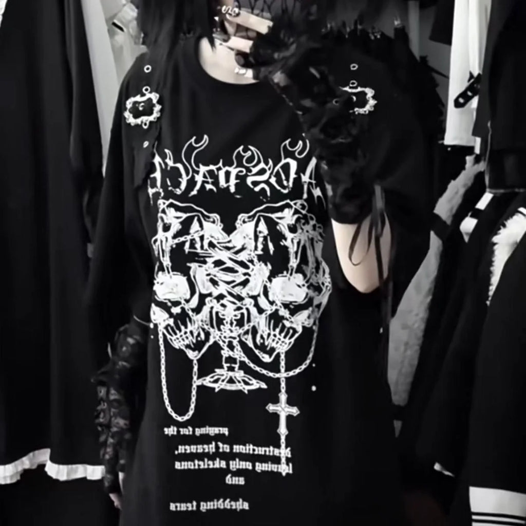 2000s Yabi Hottie Gothic Dark Vintage Tops Subculture Y2K Print