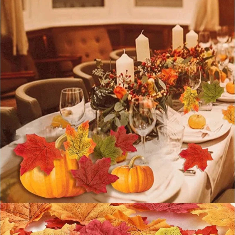 50/100/200Pcs Artificial Maple Leaves Autumn Silk Fall Leaf