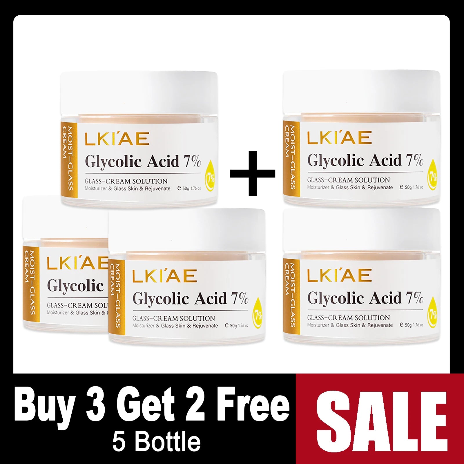 LKIAE Glycolic Acid Brightening Skin Care Set, Reduce Dark Spots, Unclog Pores, Clean Skin, Whitening Kit For All Skin Types