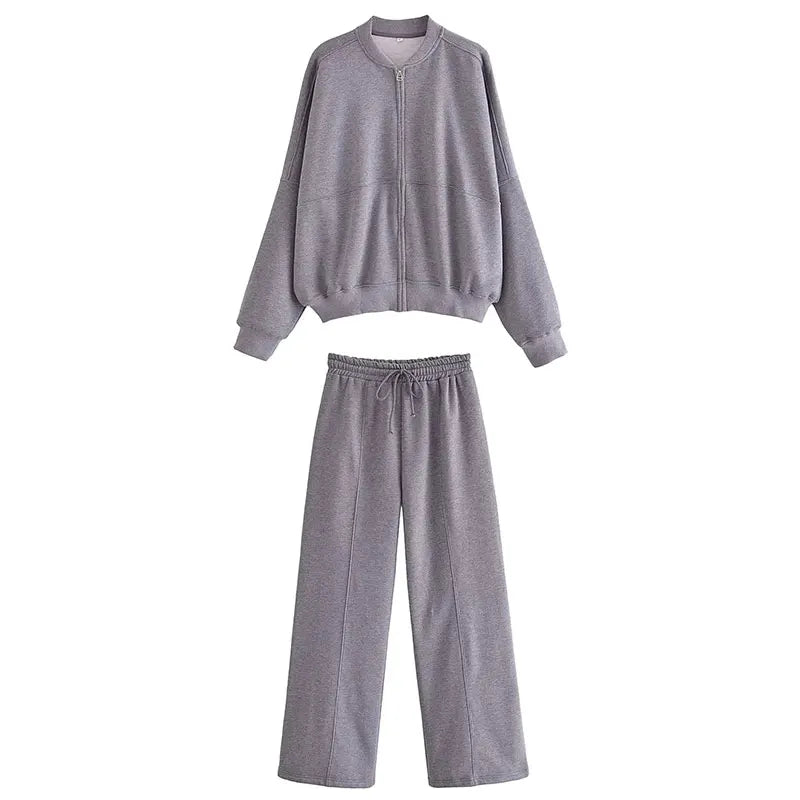 HH Women's Winter Warm Fleece Lined Zipper Jacket Sweatshirt Set Fashionable Stretch High Waist Women's Pants 2-piece Set