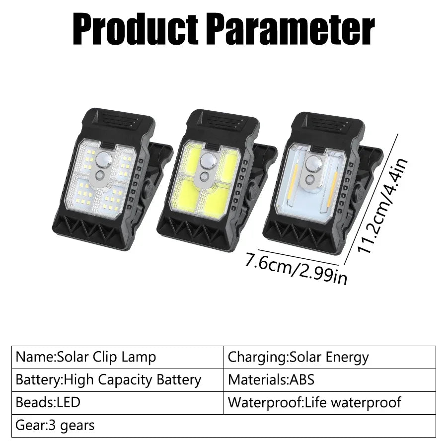 Outdoor Solar Clamp on Motion Sensor Lights Waterproof Work Light
