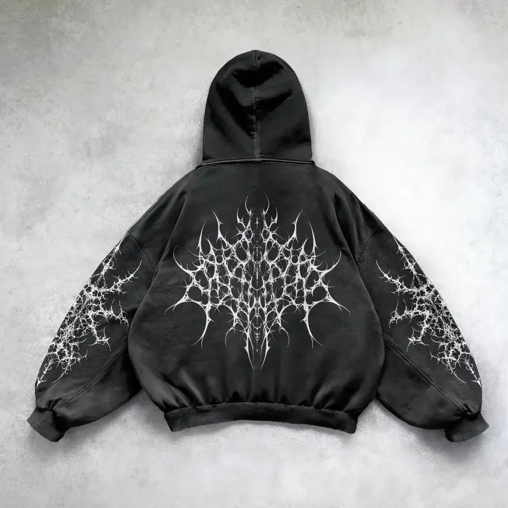 Divin Vintage Fashion Embroidery Zip Up Hoodies Y2k New Harajuku Hip Hop Coat Loose Hooded Sweatshirt Men And Women Streetwear