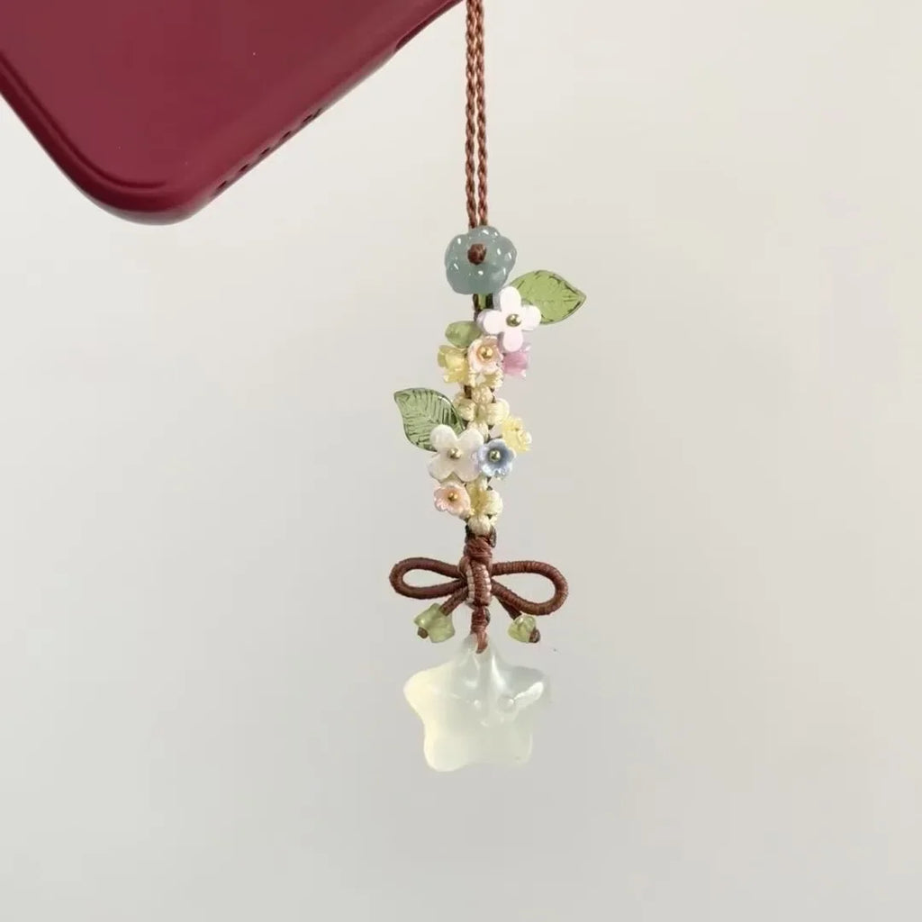 New Chinese Style Ice Transparent Star Flower Pendant Sweet and Cute Mobile Bag Pendant