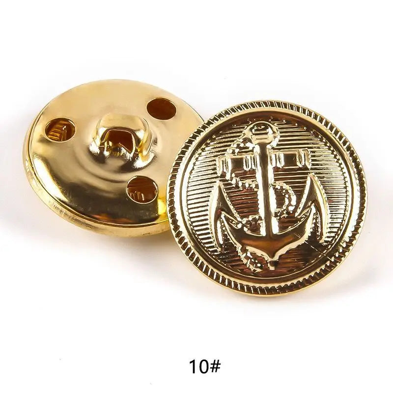 10pcs 15/20/25mm Metal Vintage Coat Suit Uniform Button Retro Copper Buttons Round Shank button DIY Sewing Ornaments