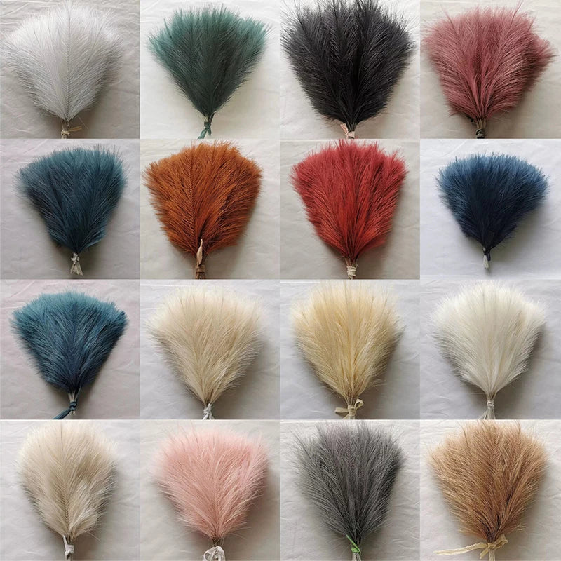 10pcs Artificial Pampas Grass Simulation Feather Wedding Props Reed Home Decor Supplies Table Colorful Pampas Grass 시뮬레이션 풀
