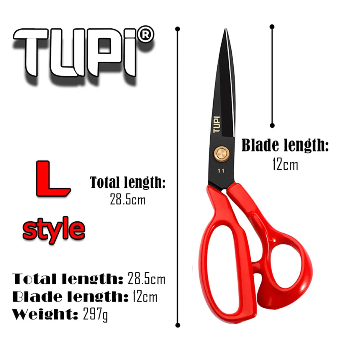 TUPI - Professional Tailor Shears - Heavy Duty Sharp Fabric Scissors for Sewing & Cloth Cutting | with Ergonomic Handles