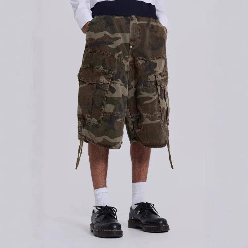 Deeptown Y2K Camouflage Cargo Jorts Women Man Baggy Hip Hop Style