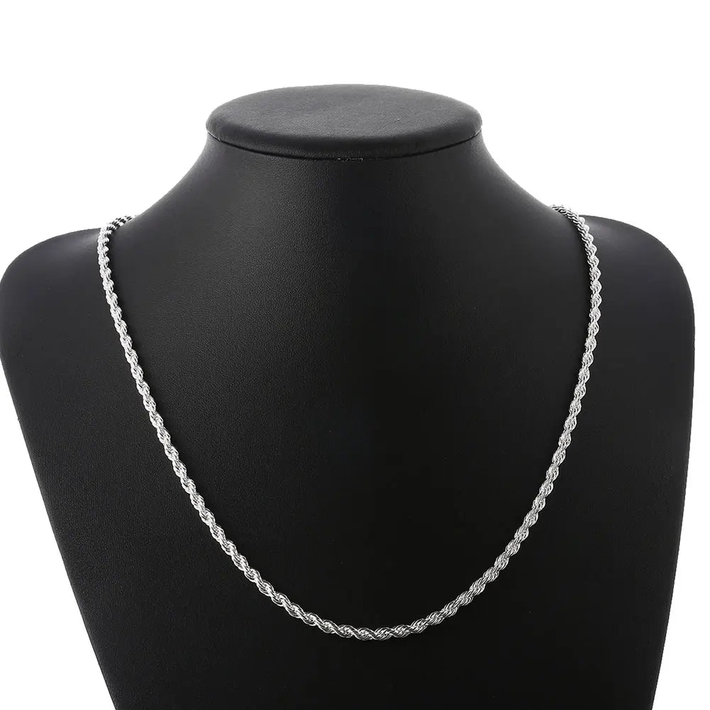 4mm 925 Silver Twisted Rope Chain Set