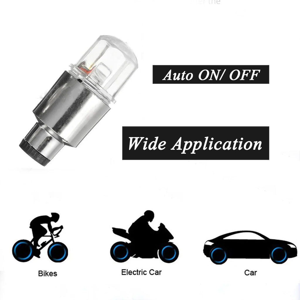 LED Tire Valve Cap Lights for Cars and Bikes