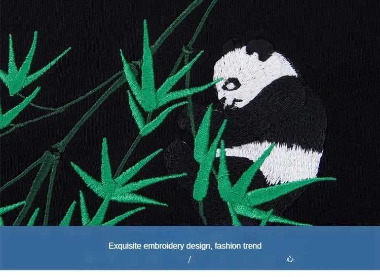 Fashion Crewneck Sweatshirt Men Bear Embroidery Hoodies Women Casual Chinese Panda Bamboo Fleece Designer Harajuku Pullover 2024