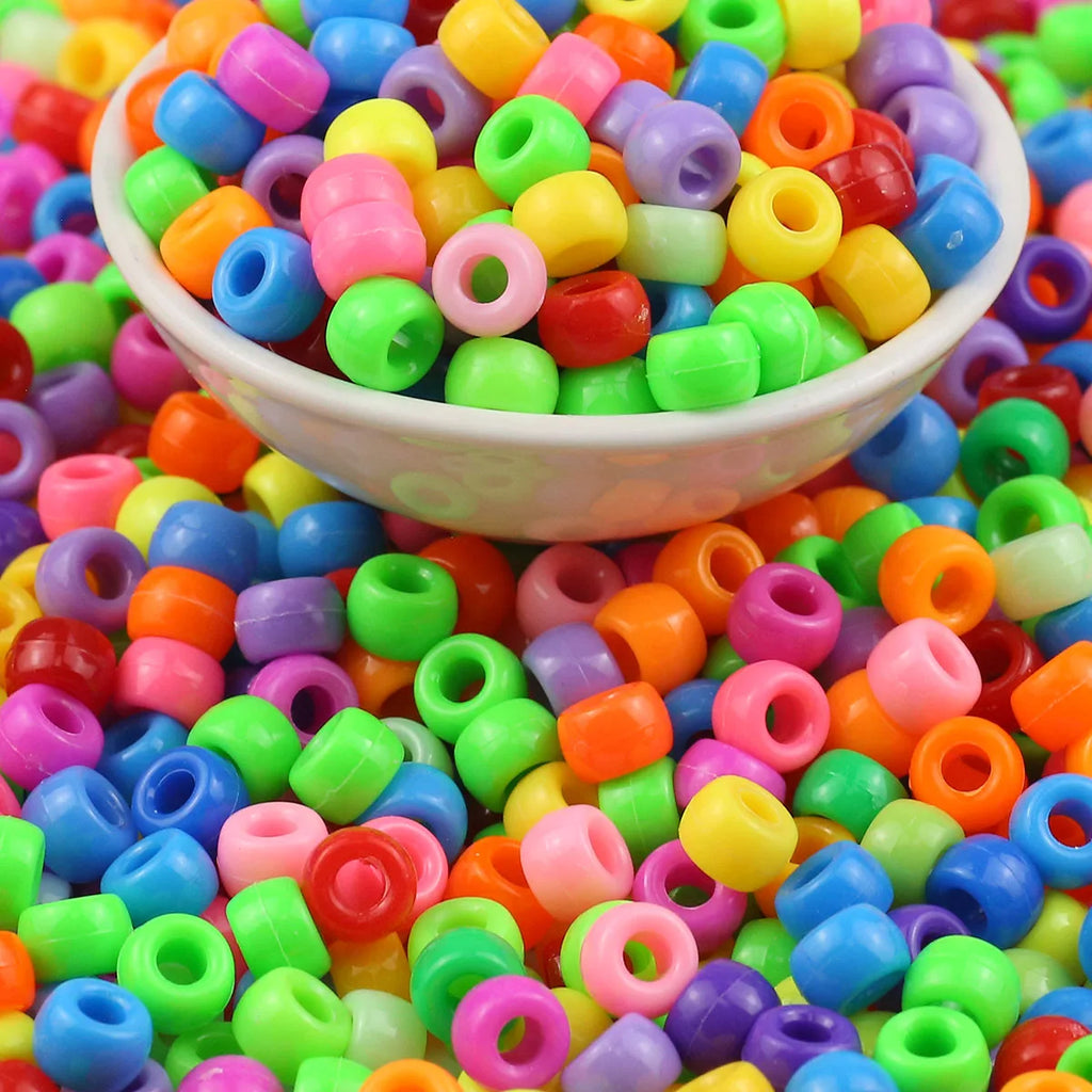 100/200/400pcs 6x9mm Solid Color Large Hole Pony Beads DIY