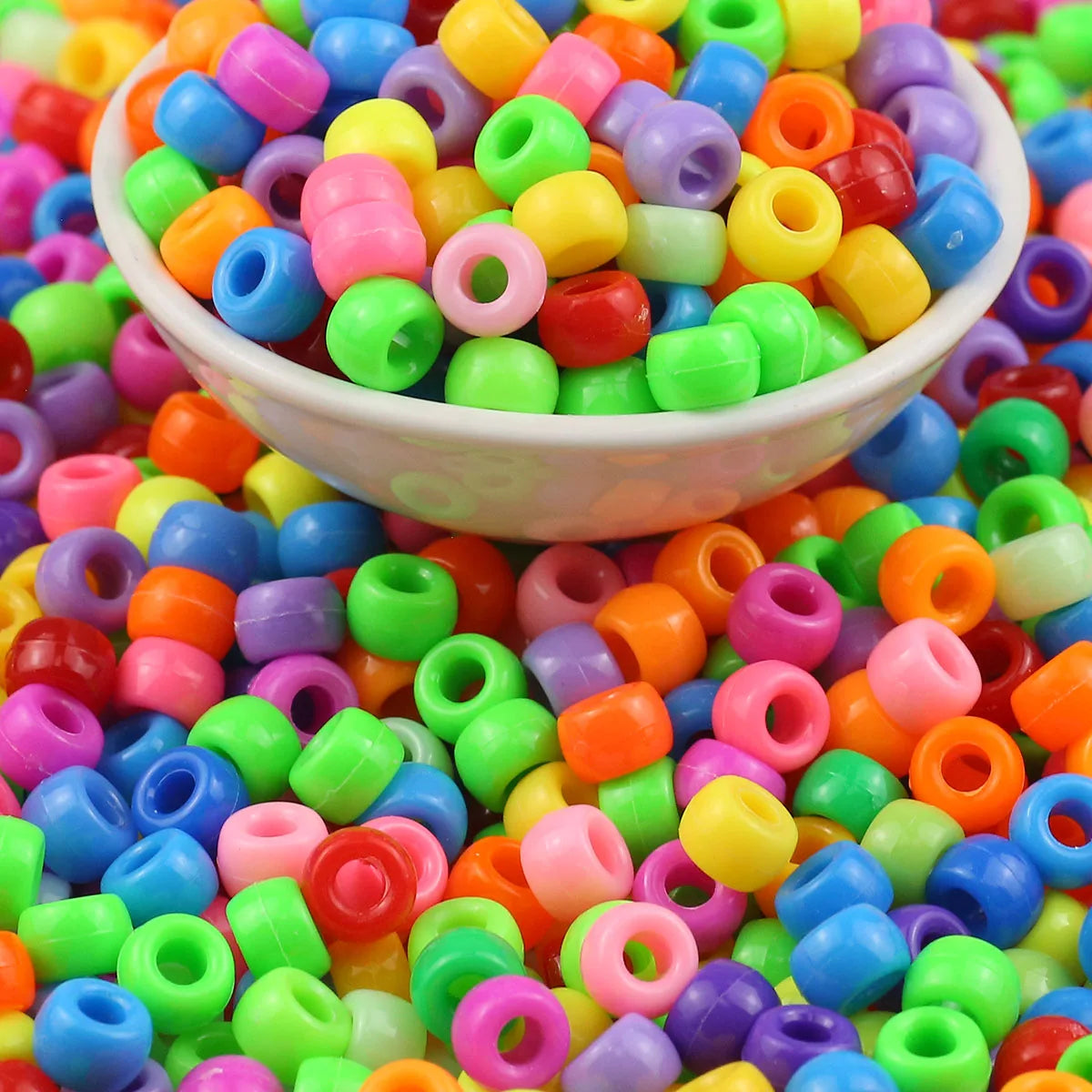 100/200/400pcs 6x9mm Solid Color Large Hole Pony Beads DIY