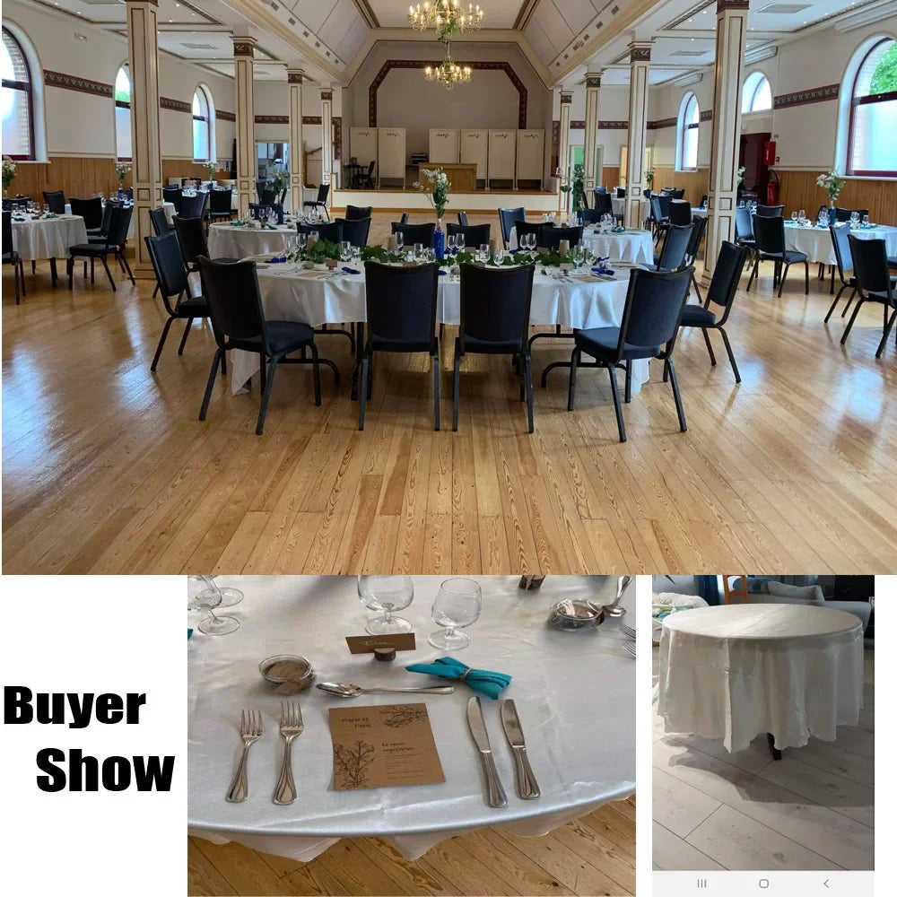 Round 108" Satin Tablecloth For Wedding Christmas Baby Shower Birthday Party Decoration Restaurant Coffee/Dining Table Cover