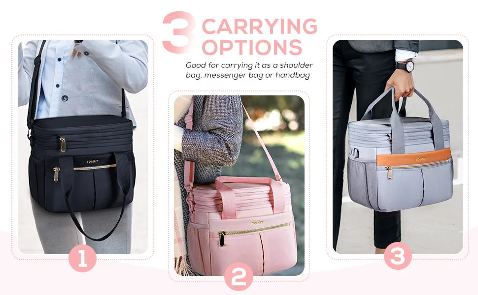 Lunch Bag for Women Men Double Deck Insulated Lunch Box Expandable Leakproof Reusable Lunch Cooler Bag for Work, Office, Picnic