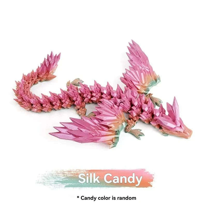 3D Printed Dragon Colorful Gem Dragon Figurines Movable Joint Rotatable Articulated Dragon Crafts Desktop Western Action Figure