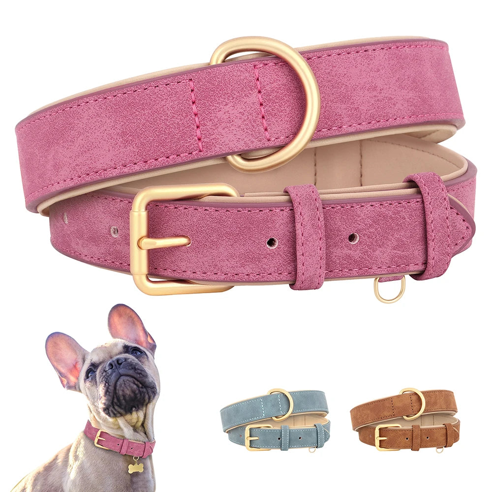 Soft Leather Padded Dog Collar Adjustable Durable Dog Collars For Small Medium Dogs Perro Bulldog Pug Pitbull Pet Accessories