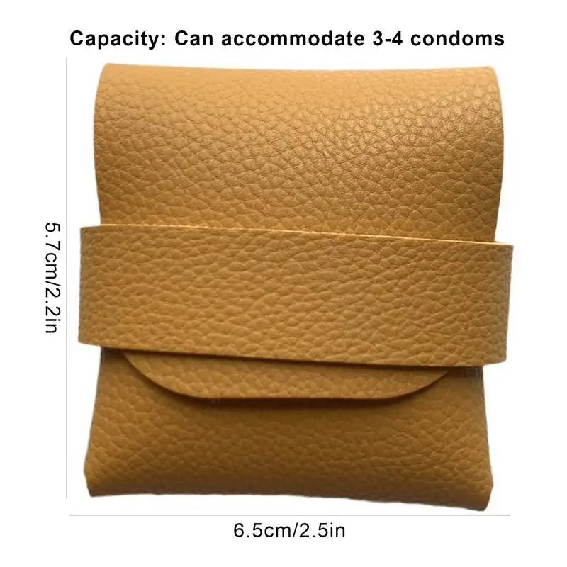 Condom Holder Elegant PU Leather Small Purse Discreet Pocket/Purse/Travel Carrying Case Securely Holds And Protects 3-4 Condoms