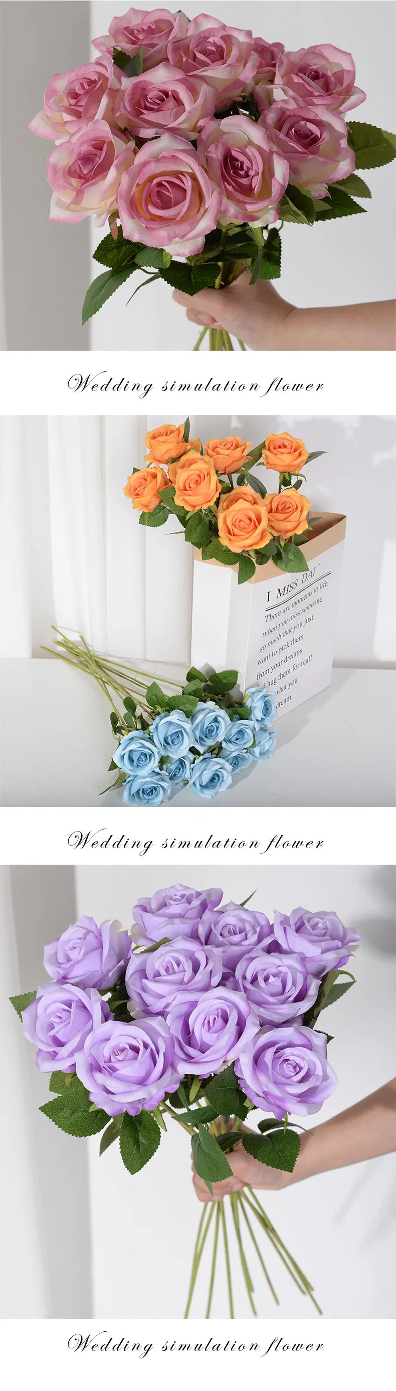 3/5/10/20pcs Silk Artificial Roses Flowers Bouquet Beautiful Fake Roses for Wedding Home Decor Fake Flowers Valentine's Day Gift