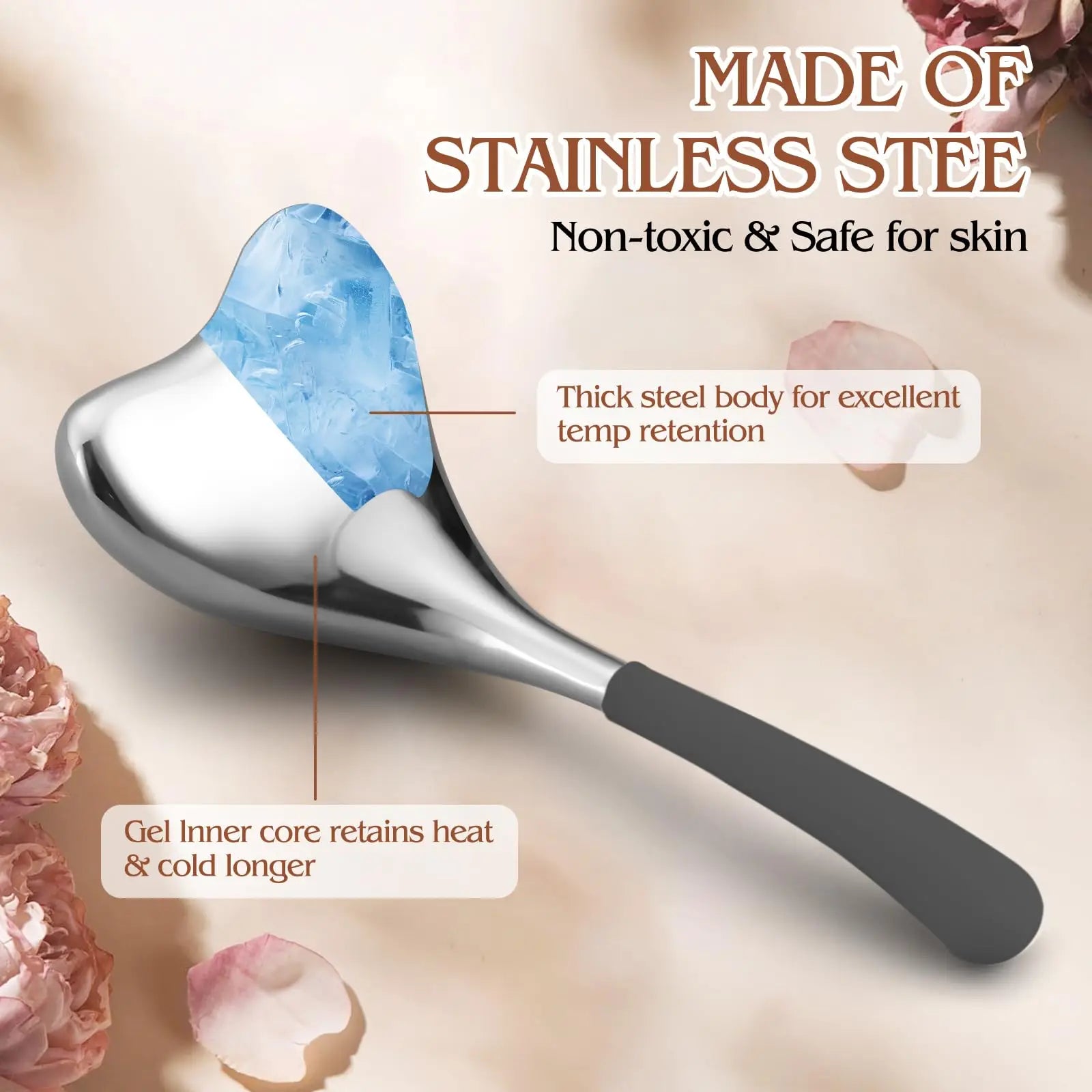 Ice Globes Facial Skin Care Tools for Women Face Eyes, Stainless Steel Face Beauty Cryo Sticks for Girls Ladies