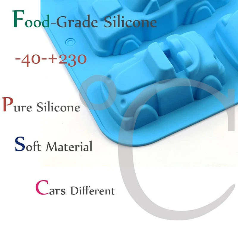 Car Silicone Mold For Baking 3D Auto Soap Candle Mould Ice Cube Tray Kids Birthday Party Cake Decorating Tools Cupcake Topper