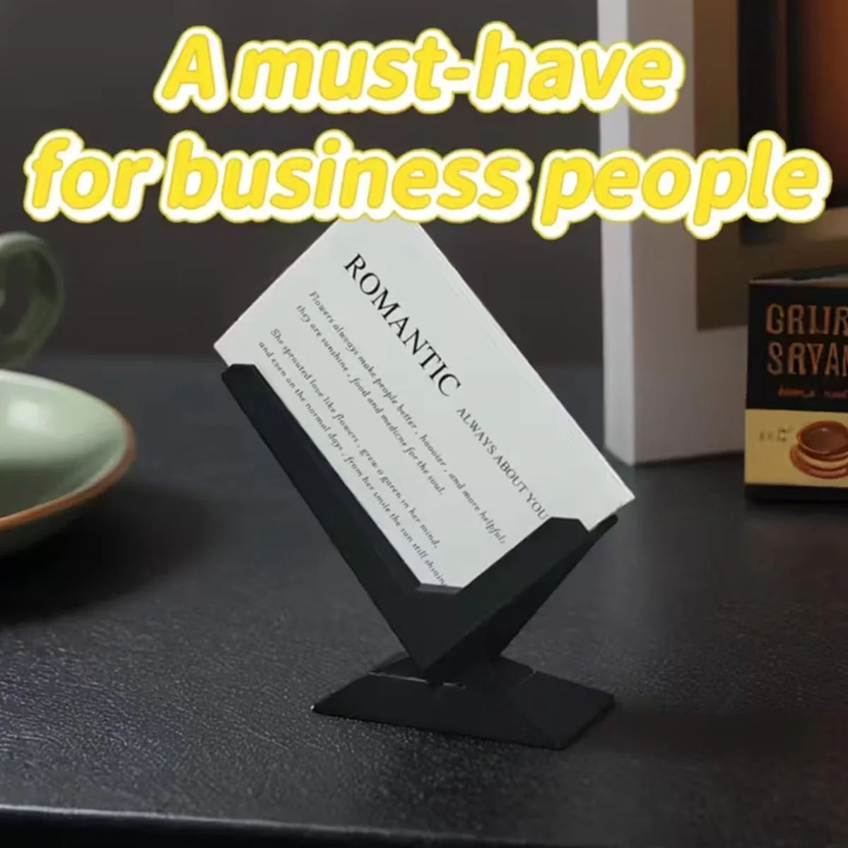 Business card holder for purchasing products, minimalist design, desk organizer, modern desktop storage solution, perfect gift