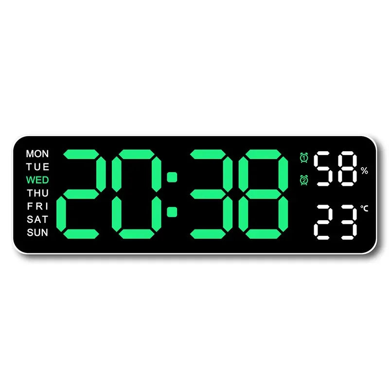 Hot 9 Inch Large Digital Wall Clock USB Powered TEMP Humidity Week Auto Dimmer DST Table Clock 12/24H Electronic LED Alarm Clock