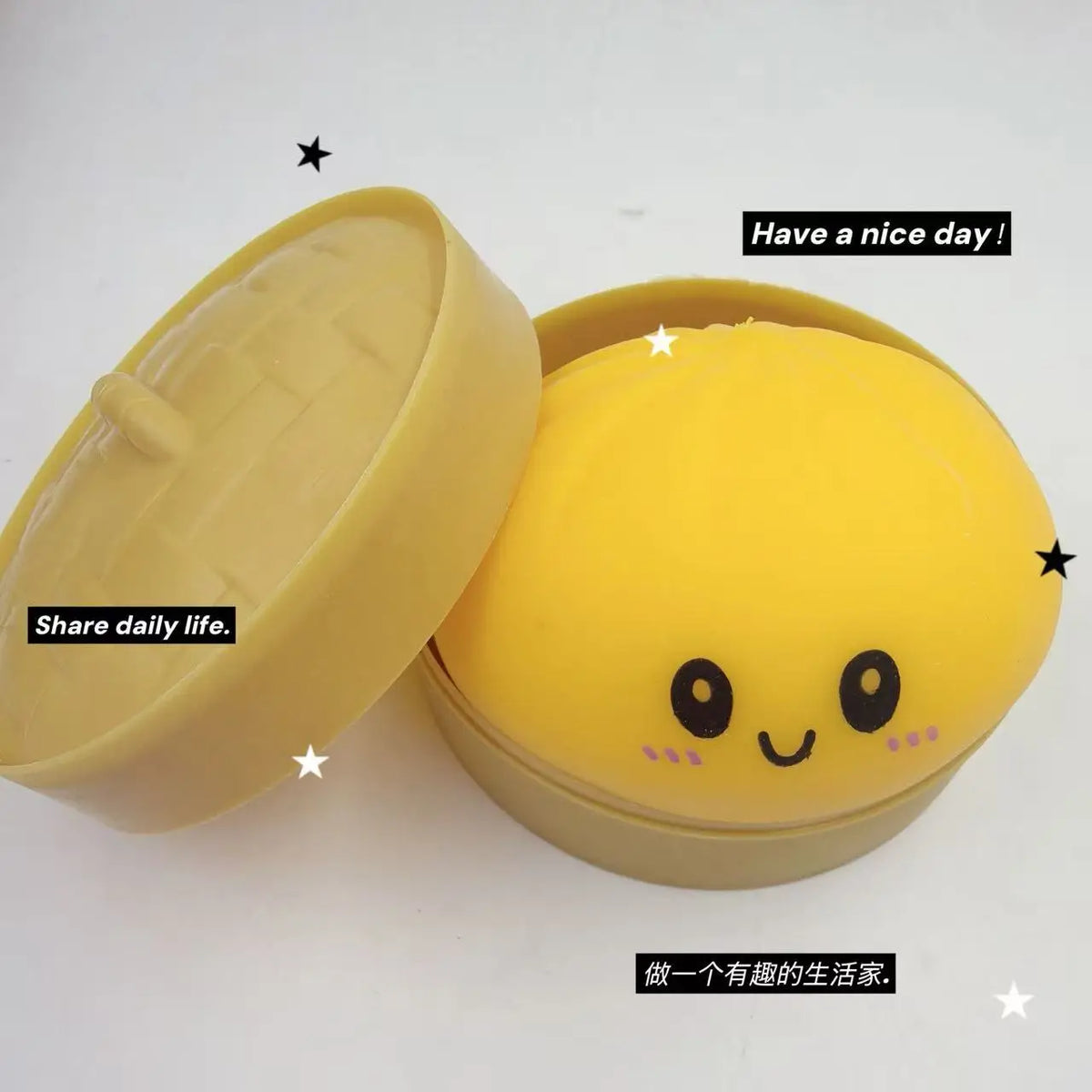 Simulation Food Dumpling Squishy Squeeze Ball Colorful Sensory Fidget Toy with Steamer for Stress Relief Home Desktop Decor Gift