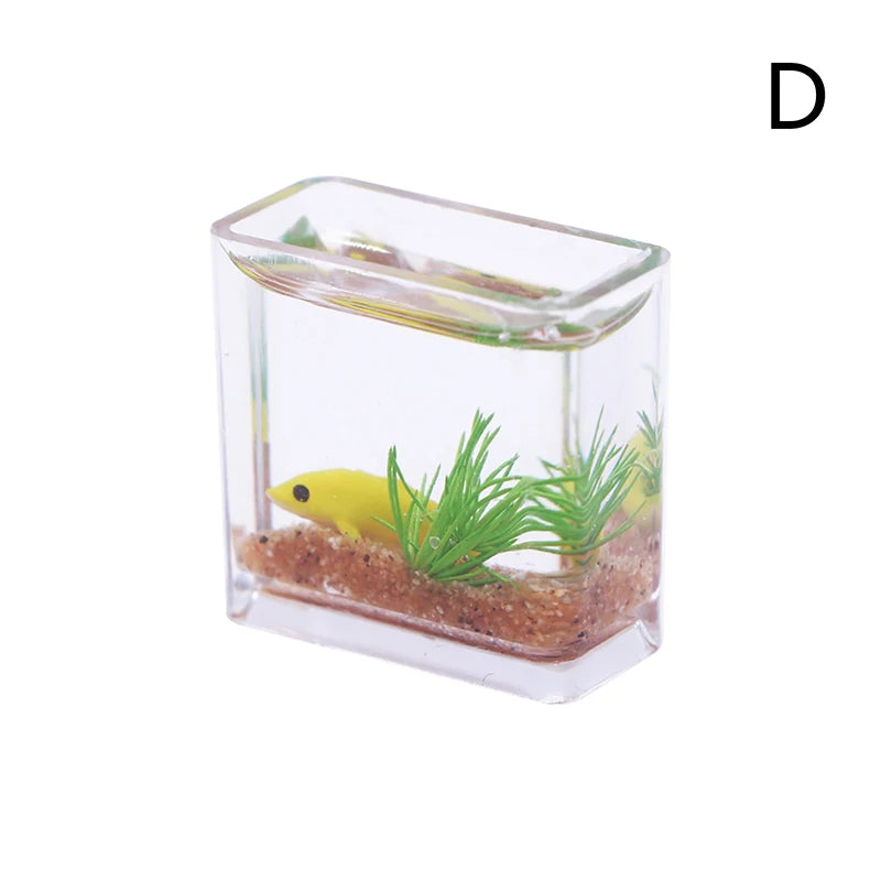 1Pc 1:12 Dollhouse Miniature Fish Tank Simulation Aquarium Home Decor Toy Doll House Accessories