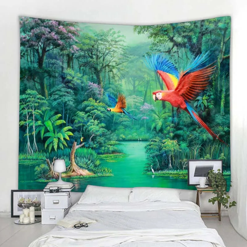 Aesthetic Home Decor Tapestry Beach Towel Yoga Mat Blanket Table Cloth Tapestry Tropical Jungle Animals Wall Hanging Tapestry