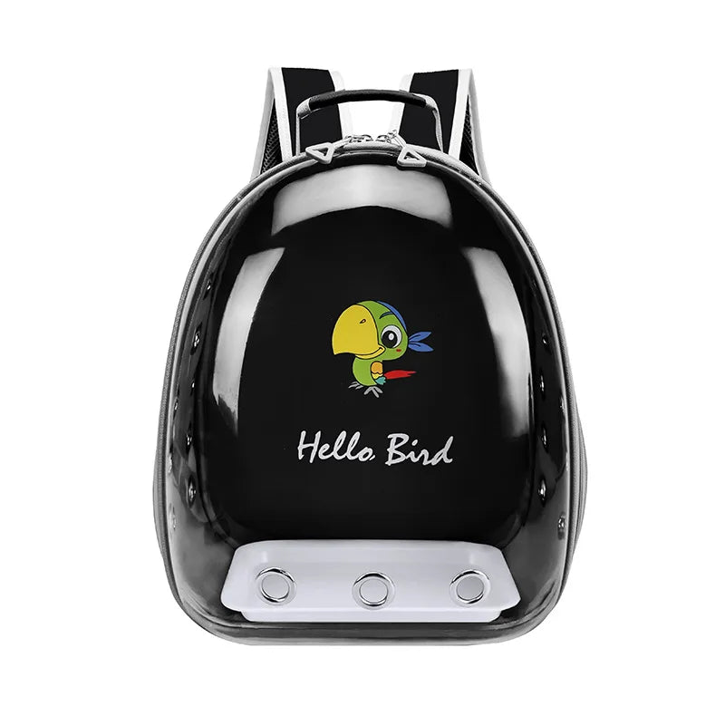 Portable Bird Cage with Prech Feeder and Tray, Acrylic Pet Backpack Bag, Parakeet, Cockatiel, Parrot, Bunny, Travel