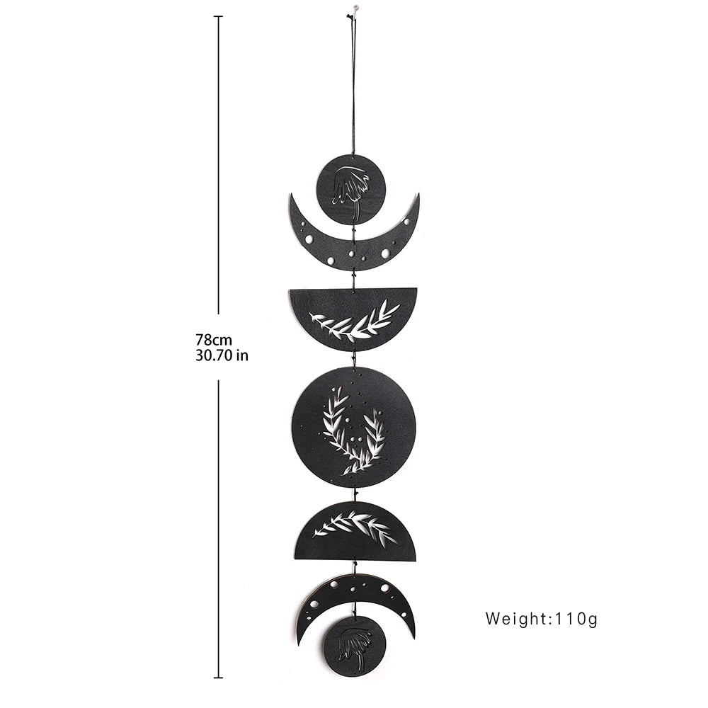 Wooden Moon Phase Garland Wall Decor Ramadan Decoration Boho Home Decor Bedroom Living Room Nursery Ornament Decor Craft Gift