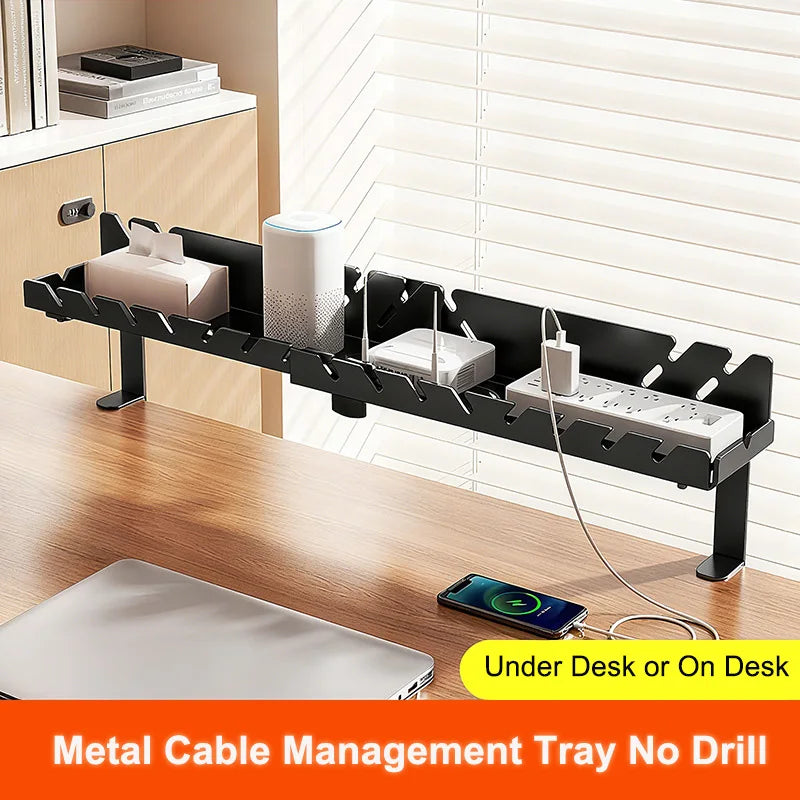 New Multi Functional Shelf Desk Under Table Hanging Metal Cable Holder Kitchen Organizer No-Drill Standing Desk Organizer