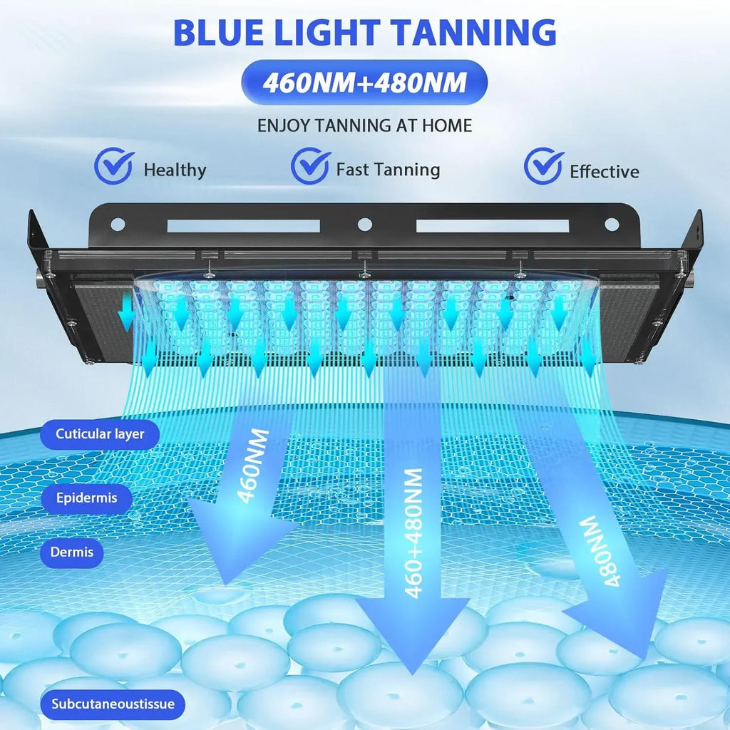 Ultraviolet Tanning Lamp 50W Tripod Solarium Lamp for Tanning Body 96PCS Blue Light Lamp Wavelength 460nm & 480nm Skin Care