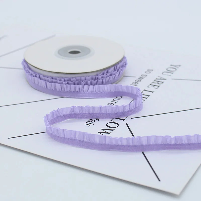 5yards 10mm Lace Elastic Ribbon Nylon Ruffled Pleated Elastic Band For Bra Waist Band Garment Lace Trim DIY Sewing Accessories