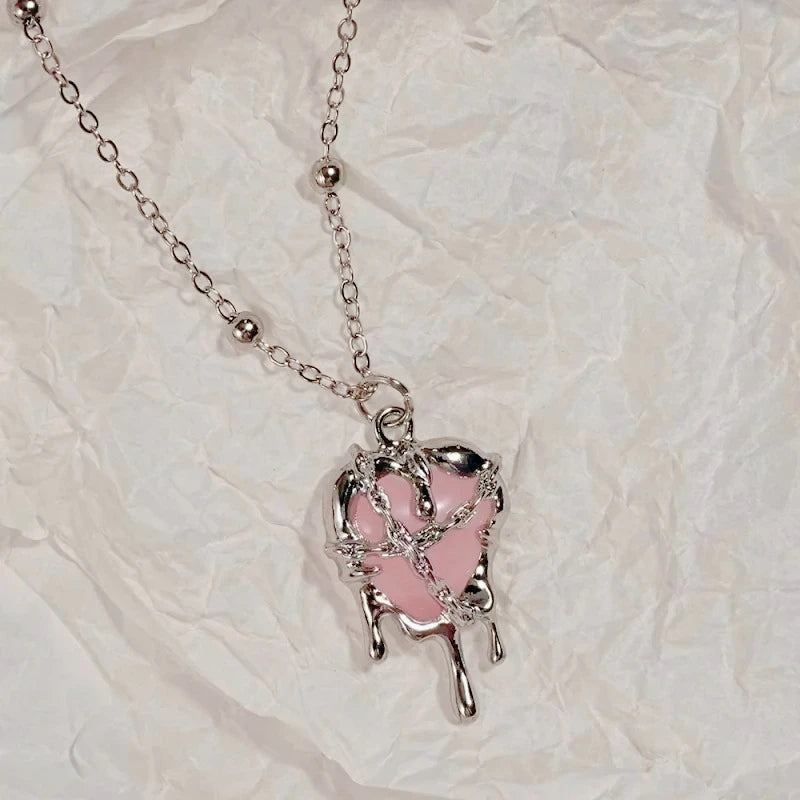 Y2K Sweet Cool Girl Personalized Creative Cross Love Pendant Necklace