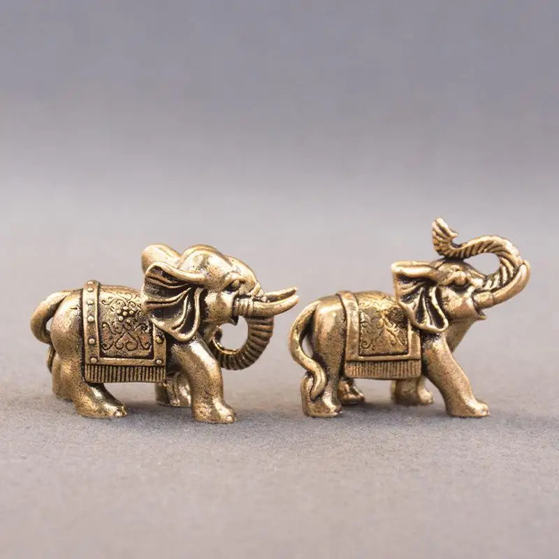 Solid Copper Animal Crafts Antique Bronze Minature Elephant Figurines Tea Pet Table Ornament Decorations Home Decor Living Room