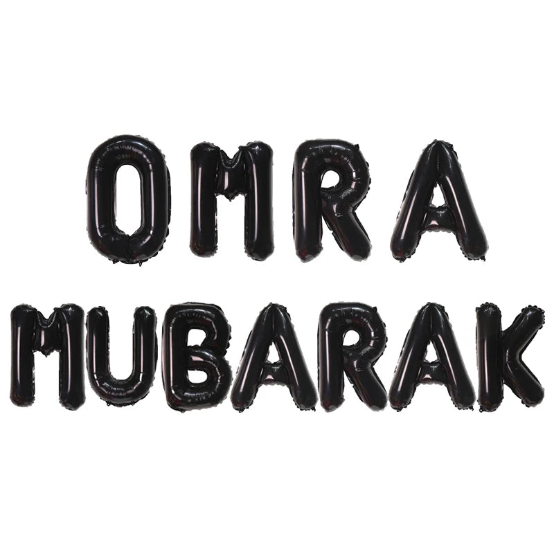 1set 16inch Umrah Mubarak Hang Letter Balloons Muslim Islamic Party Decorations Foil Ballon Ramadan Bunting Party Decorations