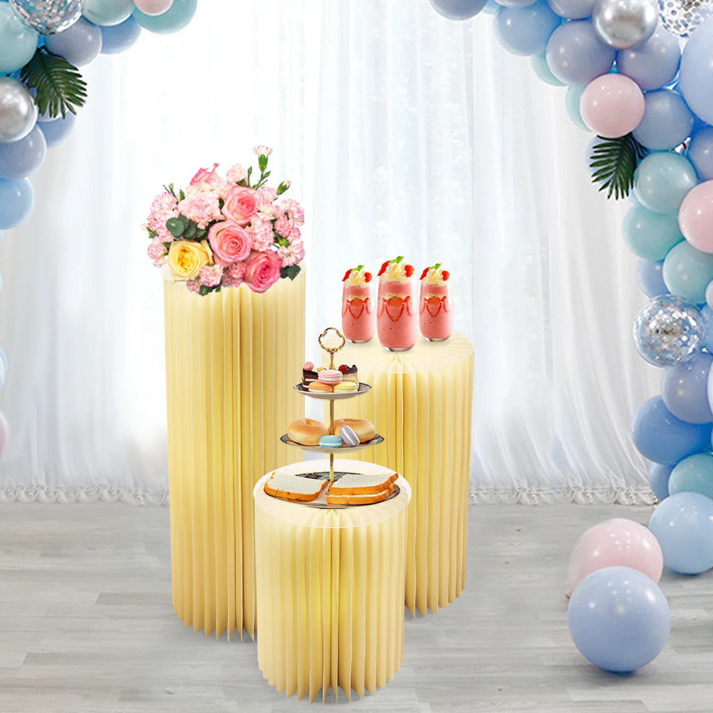 3‑Pack Foldable Honeycomb Paper Cylinder Flower Stands