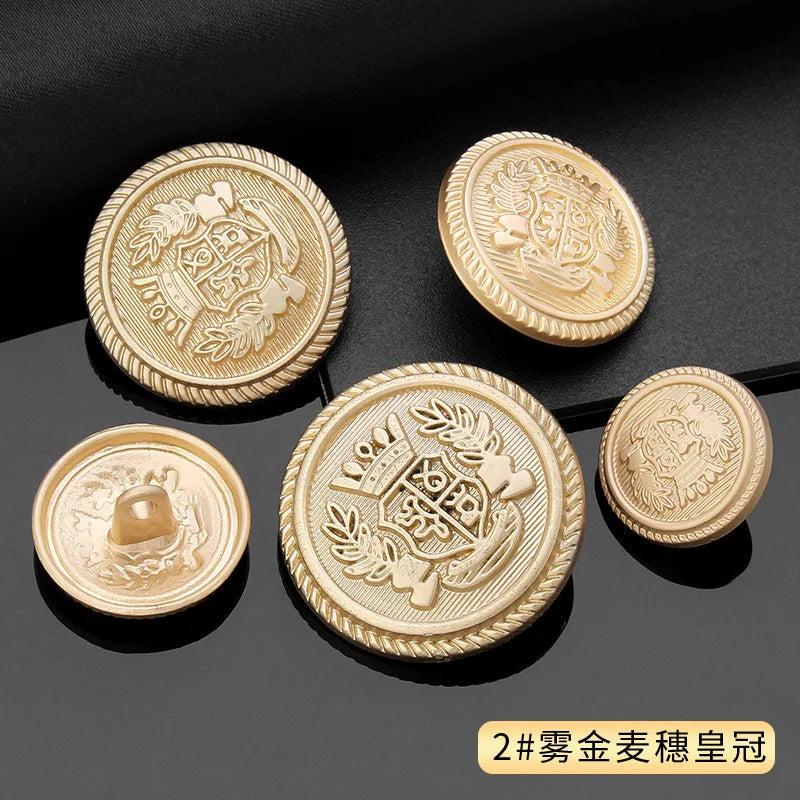 Vintage Gold Black Round Metal Shank Buttons for Diy Craft Handmade Clothing Coat Suit Sweater Scrapbooking Sewing Supplies