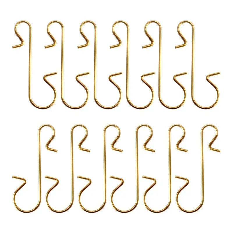 100Pcs Christmas Ornament Metal S-Shaped Hooks Holders Tree Ball Pendant Hanging Decoration for Home Navidad New Year