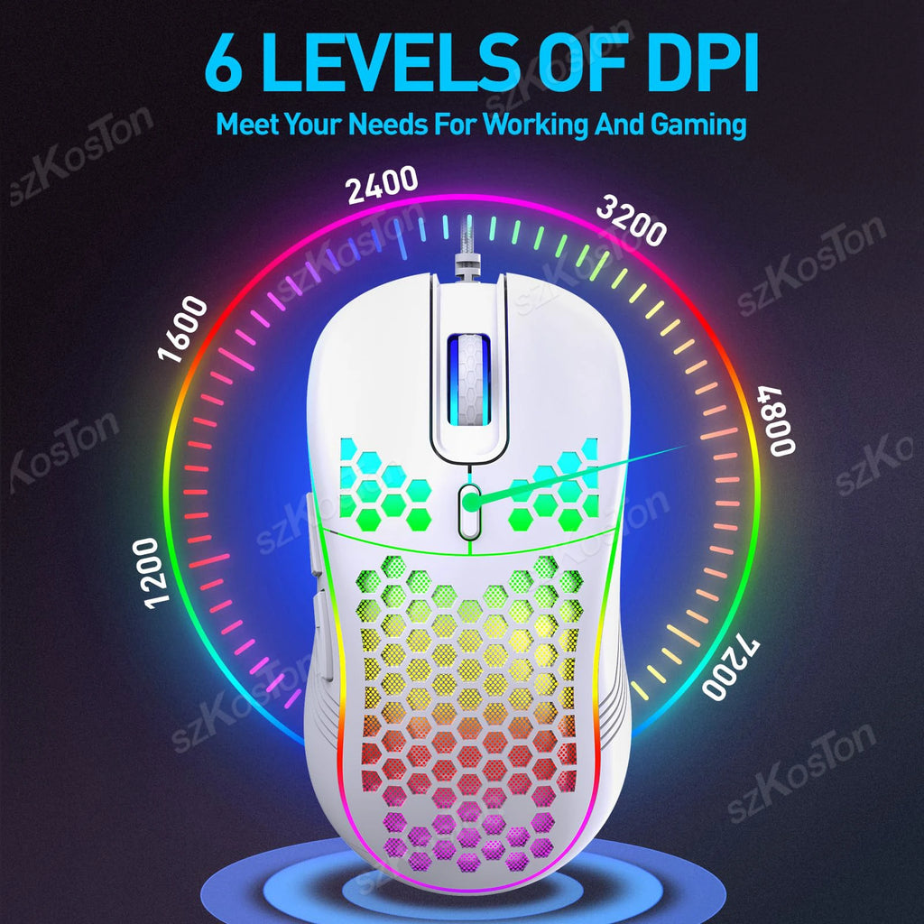 Honeycomb Wired RGB Gaming Mouse, 7200 DPI